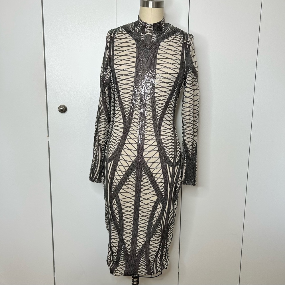NWT Boohoo Sequin Cocktail Bodycon Midi Dress